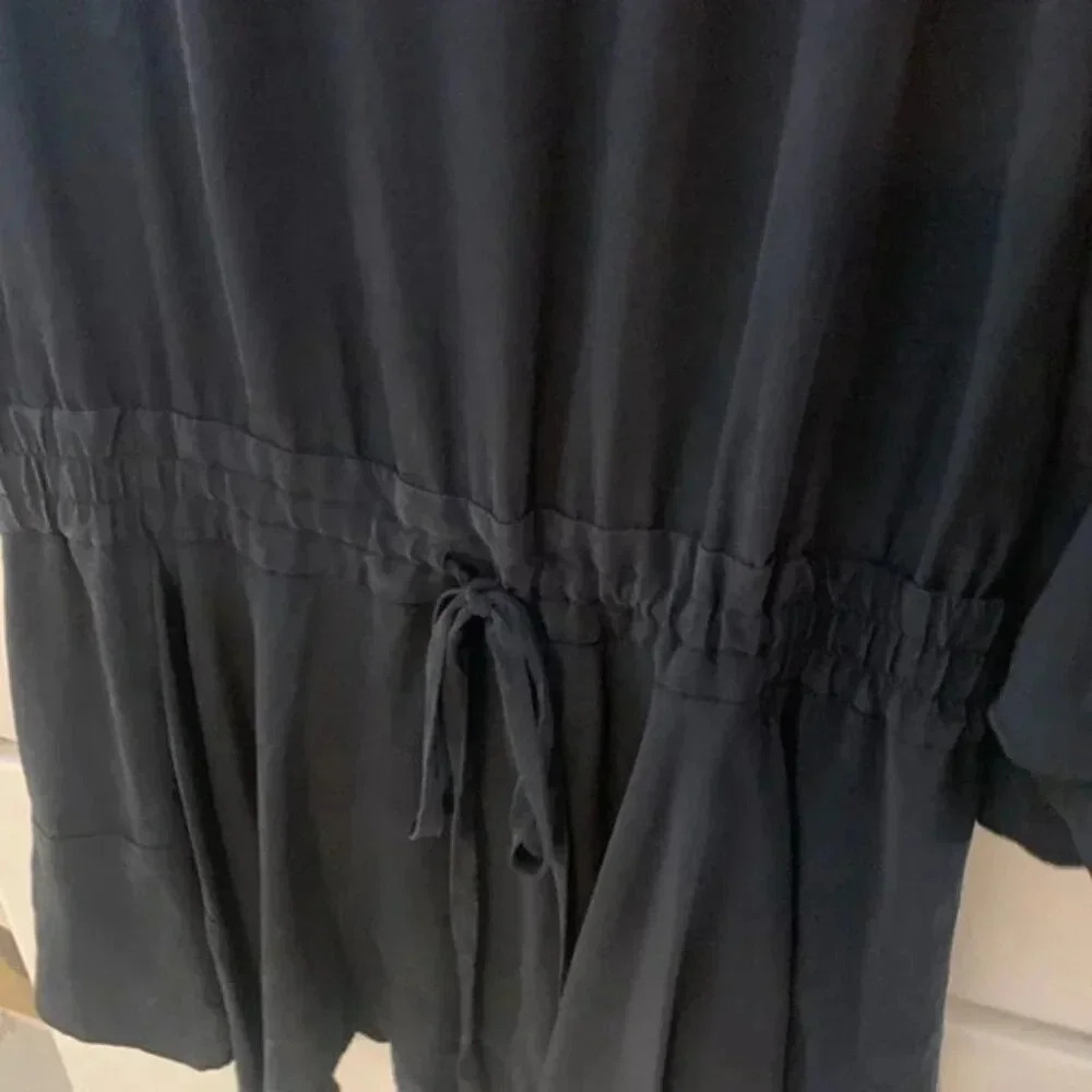 A.L.C. Cannon Draped-sleeves Silk Mini Dress In Midnight 10 - Picture 12 of 14